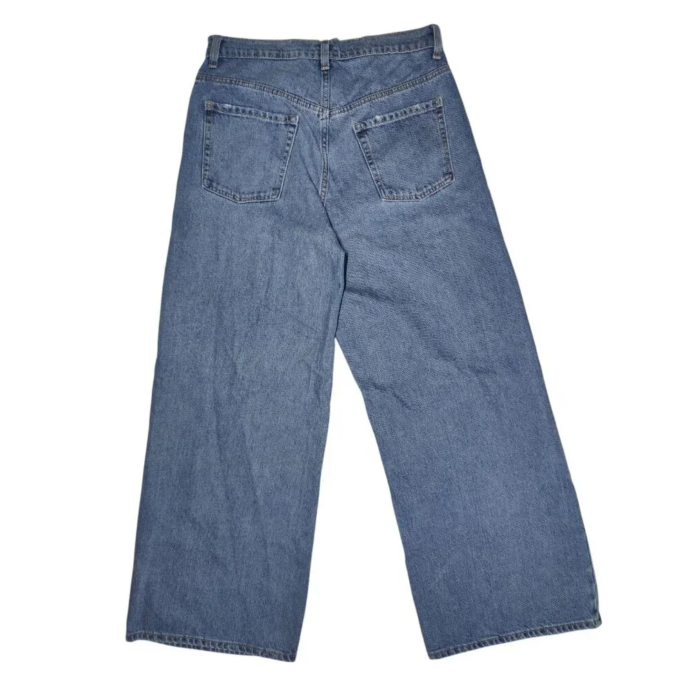 Old Navy Extra-High Rise Baggy Wide Leg Distressed Medium Wash‎ Jeans 10 - Picture 3 of 6